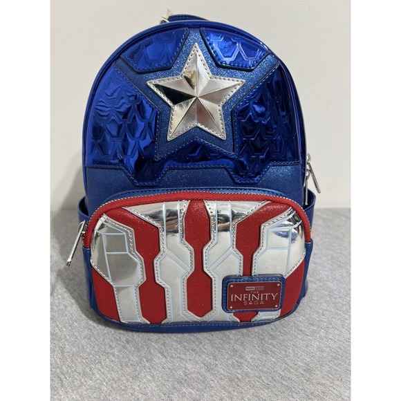 Loungefly Mini Backpack Womens Blue Marvel Infinity Saga Captain America Shield main image 9